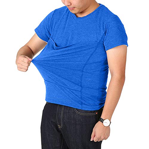 amropi Mens Baby Carrier Soothe V Neck Short Sleeve Kangaroo T Shirt Blue4XL - Image 3