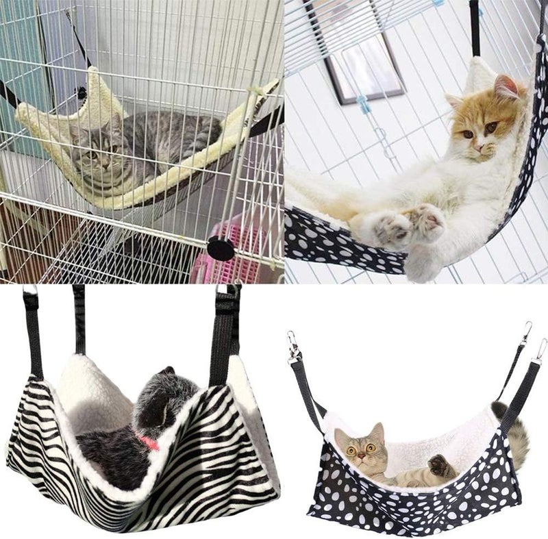 AKIRO for Kitten Cat Cage Cage Hammock, Hanging Bed Round Dot Tower Zebra Leopard Pattern Warm Pet Hammock, Soft Plush Hanging Cat Bed Mat Winter Warm Cotton - Image 3