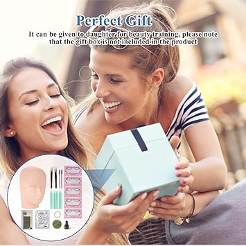 Ejoyous Training Head Mannequin Head Practice Makeup Dummy Model Heads Makeup Head Massage Training Practice Head Eyelash Extension Set Grafting False Eyelashes Tweezers Cleaning Rod Glue  - Image 5