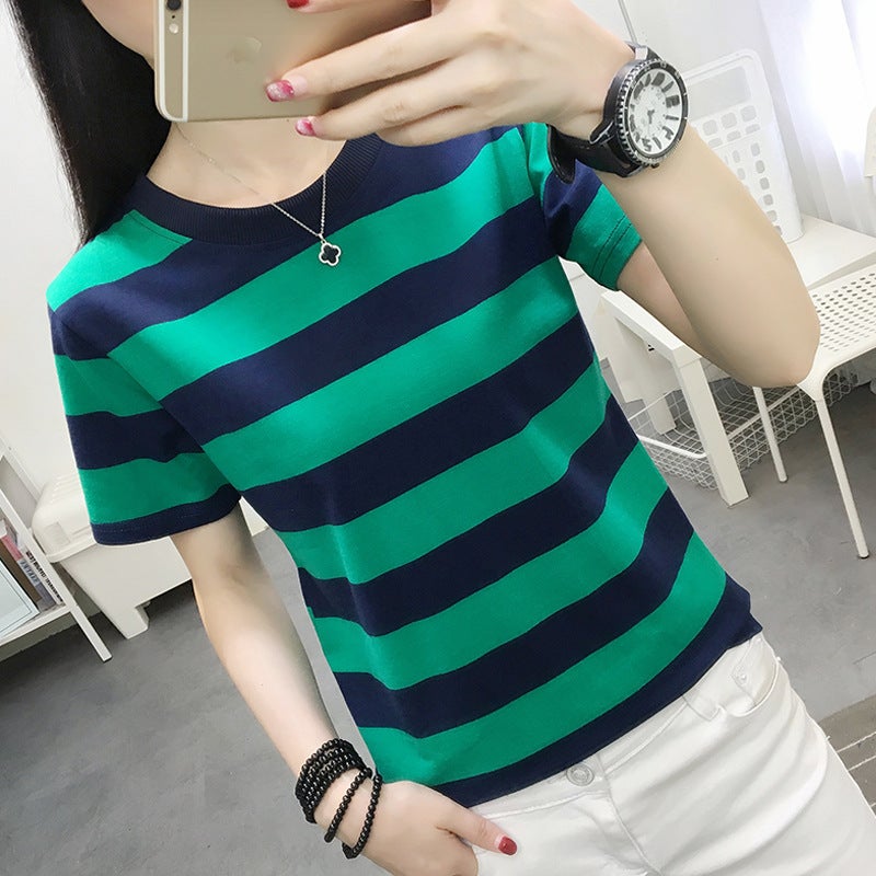 2024 New Summer Style Plus Fat Large Size Loose Short-Sleeved T-Shirt Women's Fat mm T-Shirt Stripesd Top Douyin Quality - Image 5