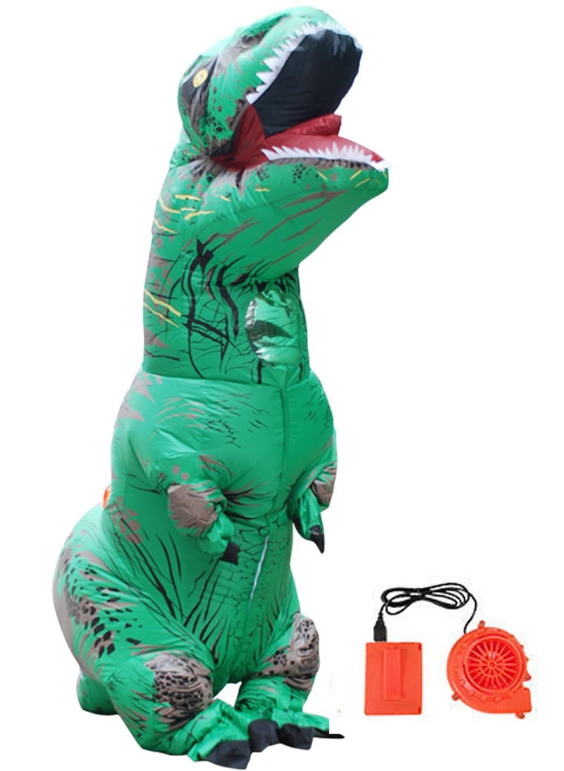 Inflatable Dinosaur Costume Adult Fancy Dinosaur Suit Blow up Trex Full Body Dino Costume for Festivals Cosplay Party Suitable for Height 150cm/59.05in -190cm/74.8in - Image 1