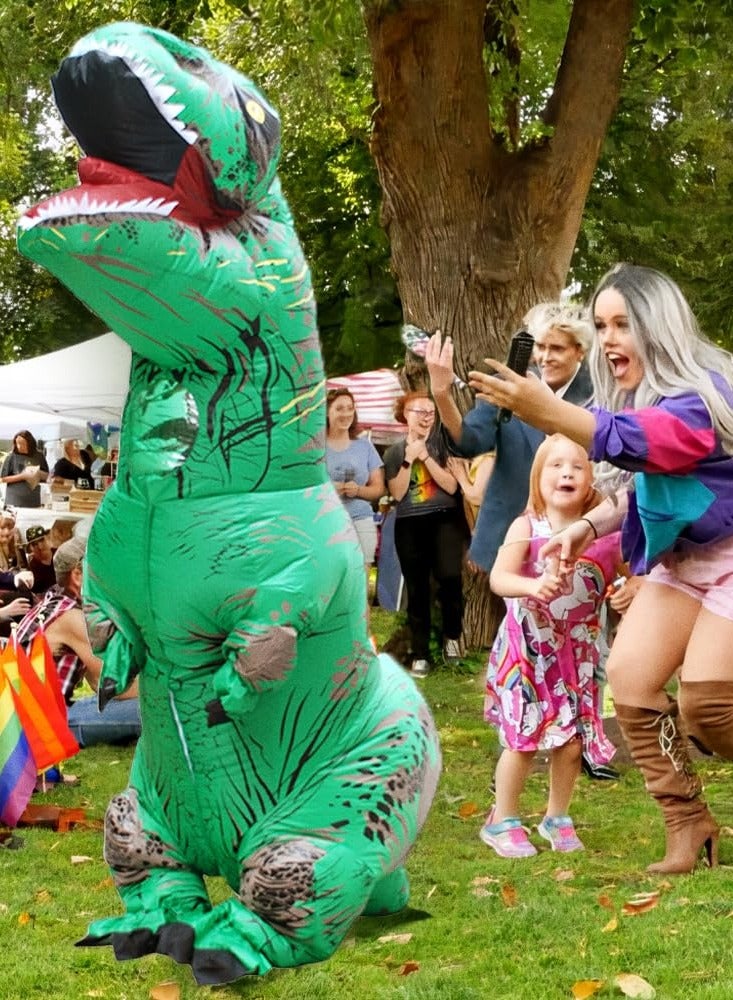 Inflatable Dinosaur Costume Adult Fancy Dinosaur Suit Blow up Trex Full Body Dino Costume for Festivals Cosplay Party Suitable for Height 150cm/59.05in -190cm/74.8in - Image 4