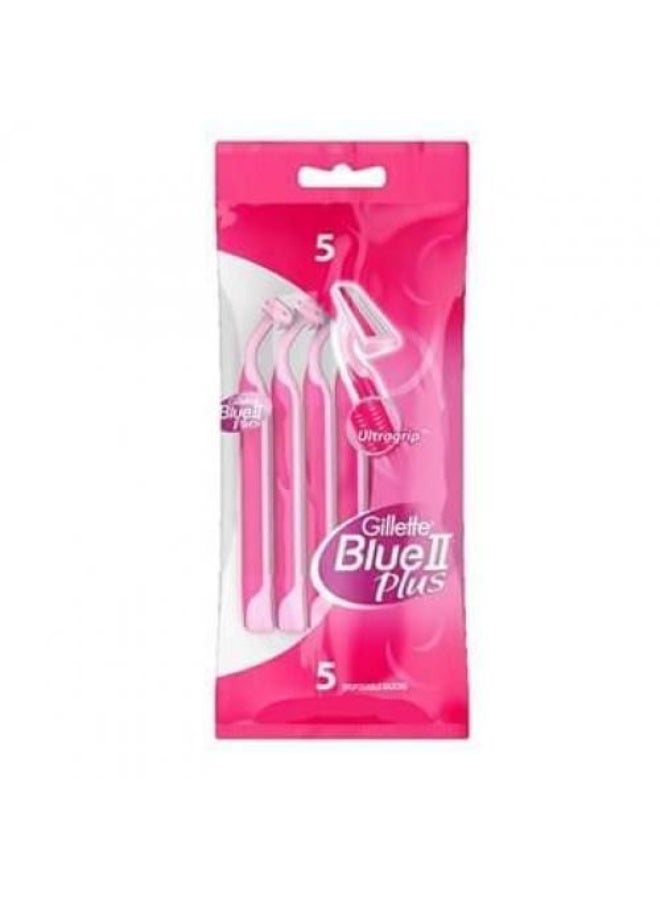 Blue II Plus Disposable Razor For Women - 5 pcs