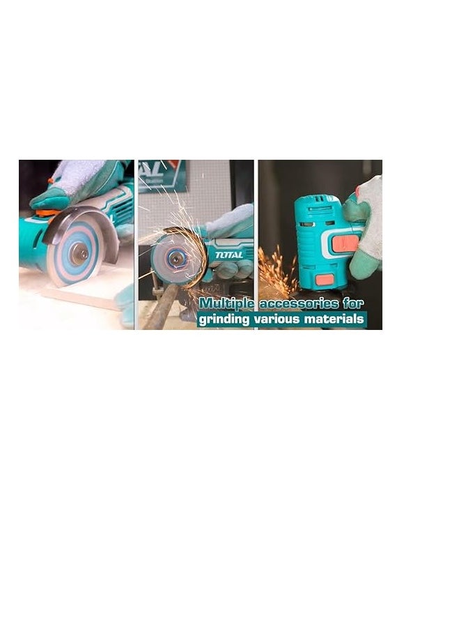 TOTAL Total Lithium-ion Mini Cut-off Tool 20V (TAGLI76012) – Cordless Electric Cut-off Tool for Metal Cutting, Grinding & Grinding with 76mm Discs, Includes 2.0Ah Battery, Charger & Carrying Case  - Image 2