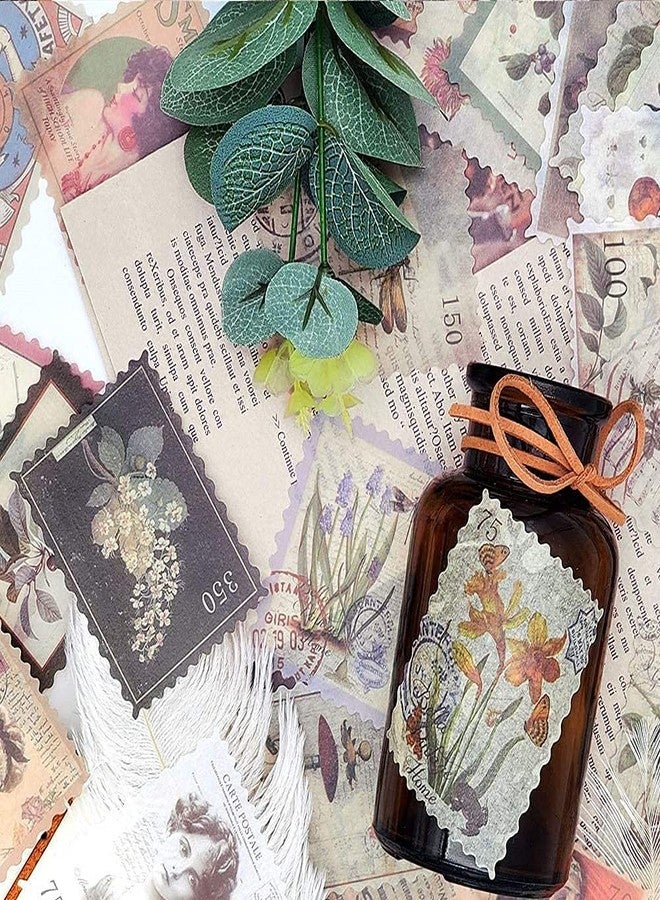 Cotrida 60pcs Vintage Postage Stamp Stickers, Aesthetic Botanical Deco Paper Sticker for Scrapbooking, Journaling Supplies, Planners, Kid DIY Art Crafts, Bullet Journal Ephemera - Image 5