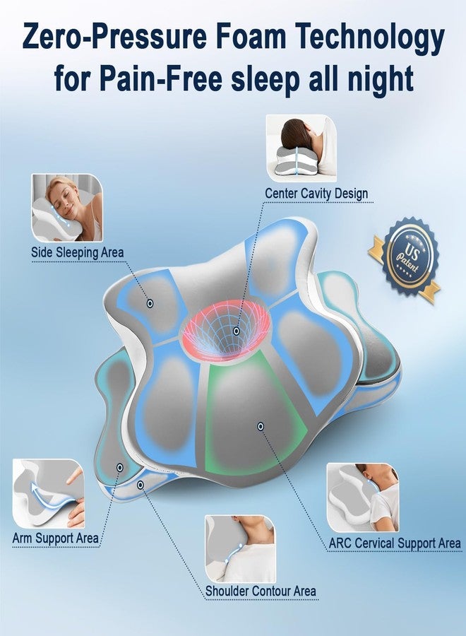 WENGTY Sleep Apnea Pillow with Neck Pain & Snoring Relief-Orthopedic Cervical Pillow,Ergonomic Contour Memory Foam Pillow for Side,Back,Stomach,Dreamers Relief,Medium Firm Support (Darkgrey, Queen Size) - Image 4