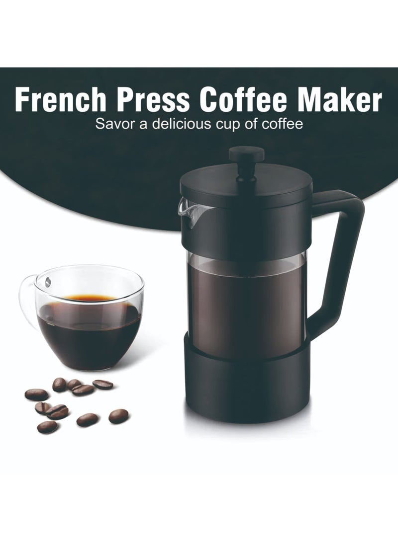 Glass Pitcher with Lid, Hot/Cold Water Jug, Juice and Iced Tea Beverage Carafe,304 Stainless Steel French Press Coffee Pot Glass Filter Tea Brewing Mea Maker