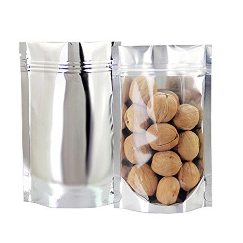 GooGou Resealable Zip Mylar Bag Food Storage Aluminum Foil Bags Smell Proof Pouches 6.3x9.4" 100pcs - Image 1