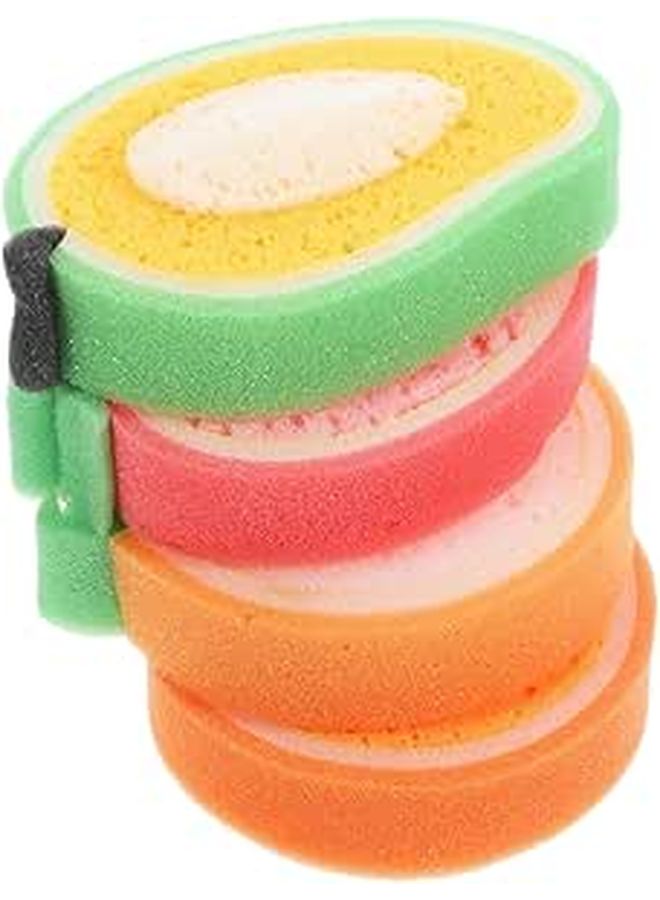 4pcs Fruit Shape Scrub Sponge Set Thickened Reusable Kitchen Cleaning Sponges - Image 1