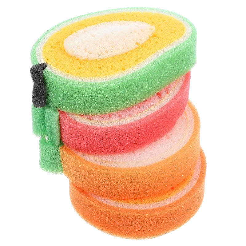 4pcs Fruit Shape Scrub Sponge Set Thickened Reusable Kitchen Cleaning Sponges - Image 2