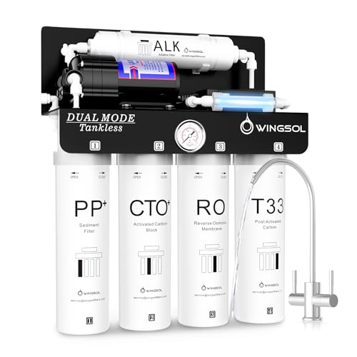 WINGSOL WINGSOL Dual Outlet Reverse Osmosis Water Filter, Mineral Alkaline UV 0 TDS Tankless RO System, Remineralize pH+ 12-Layer Filtration Under Sink, NSF/ANSI 42&53&58 Certified, Plug-in Required - Image 1