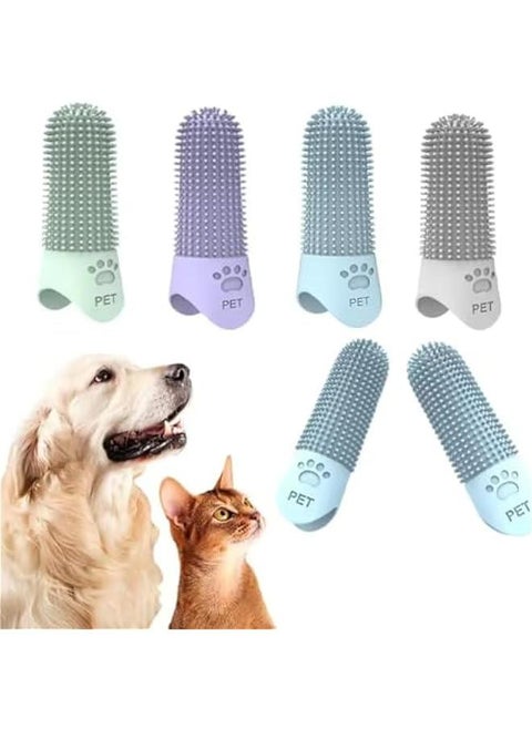 Set of 4 Pet Finger Toothbrushes for Small, Medium, and Large Dogs - Silicone Dental Care Kit for Puppies - Brush your dog's teeth with ease!