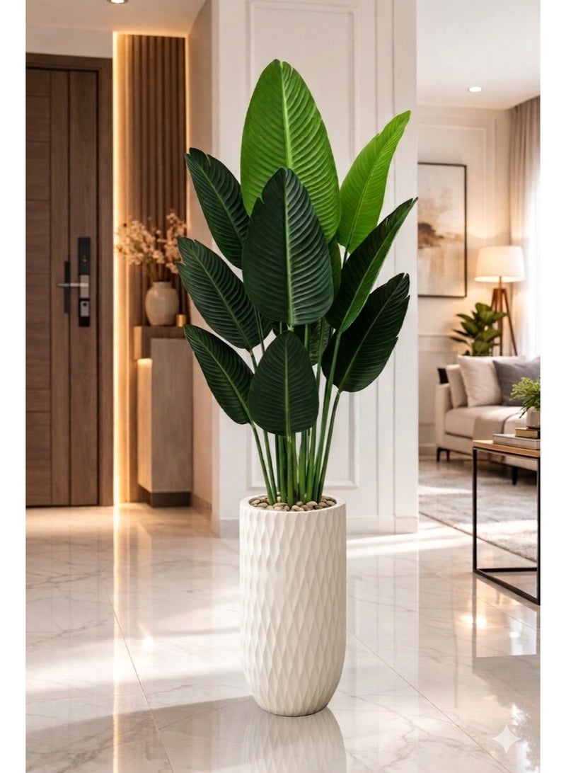 شجرة اوجستا ديكوريه صناعية فاخرة بأوراق كبيرة واقعية مع زلط ديكوري مثالية لغرف المعيشة والمكاتب - Image 1