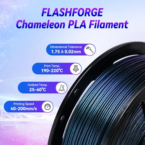 FLASHFORGE 3D Printer Filament Chameleon PLA Color Shift Filament 1.75mm, Changes Color with Light and Angles, 1KG Spool (2.2lbs), Dimensional Accuracy +/- 0.02mm for FDM 3D Printers (Burnt Titanium) - Image 4