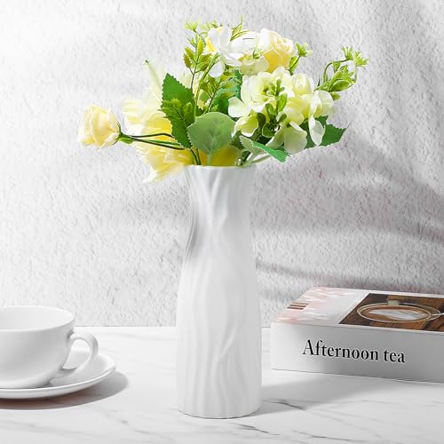 Limbeuuu 12 Pack Composite Plastic Flower Vase, White Tall Conic Floral Vase Home Decor Centerpieces, Unbreakable Vases for Decor Living Room - Image 4