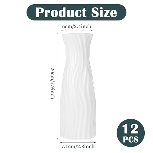 Limbeuuu 12 Pack Composite Plastic Flower Vase, White Tall Conic Floral Vase Home Decor Centerpieces, Unbreakable Vases for Decor Living Room - Image 2