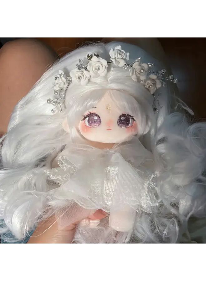 Fashion Plush Doll With White Hair Interchangeable Outfits Ideal Gift For Girls - Image 5