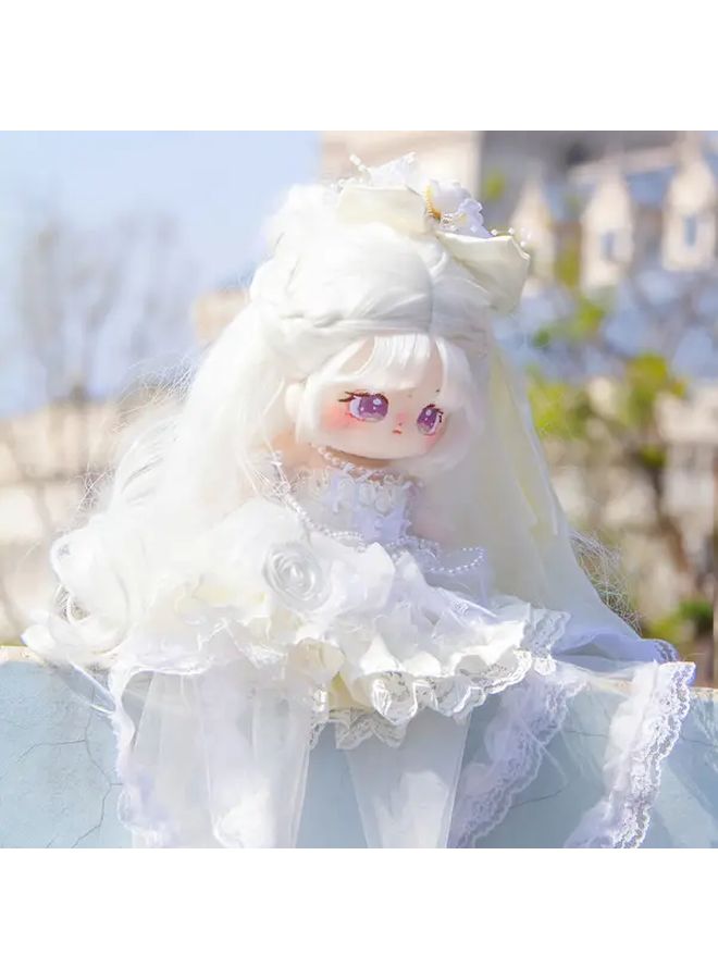Fashion Plush Doll With White Hair Interchangeable Outfits Ideal Gift For Girls - Image 1