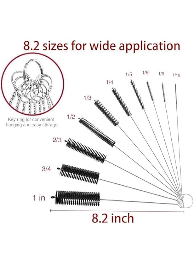 FYLX Long Straw Brush Nylon Pipe Tube Cleaner 8.2inch 10 Different Diameters Set of 10 (Black) - Image 4