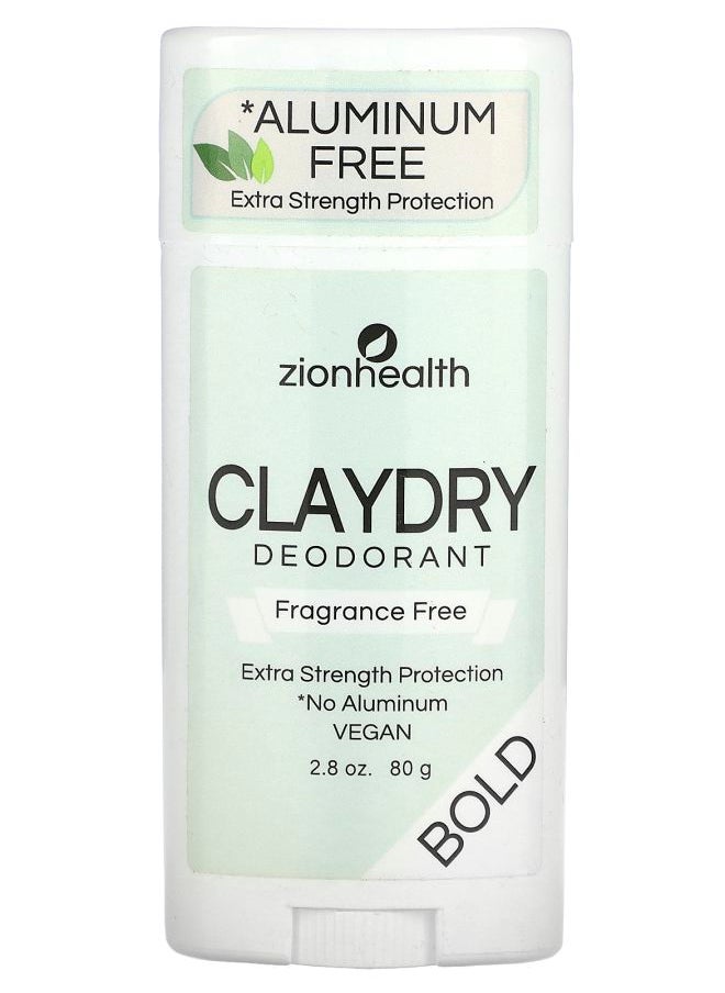 Zion Health Claydry Deodorant Bold Fragrance Free 2.8 oz (80 g) 