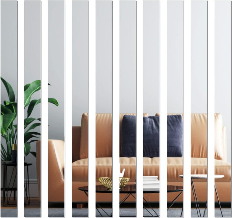 TPGP TUOYECHEN Self-Adhesive Striped Acrylic Mirror Tiles - 50 cm Flexible Wall Decor - Image 1