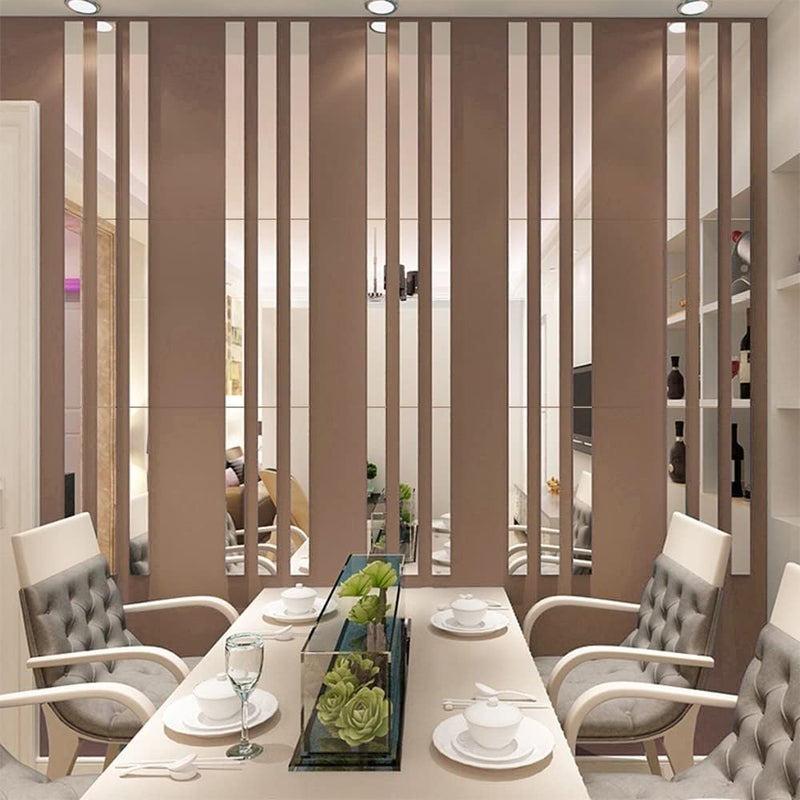TPGP TUOYECHEN Self-Adhesive Striped Acrylic Mirror Tiles - 50 cm Flexible Wall Decor - Image 2
