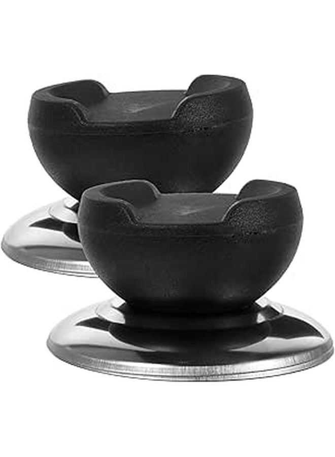 2Pcs Heat Resistant Cookware Lid Knob Replacement Handle for Wok Pot and Steamer Black - Image 1