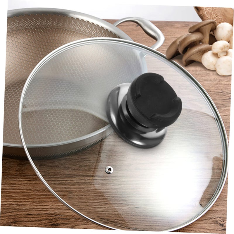 2Pcs Heat Resistant Cookware Lid Knob Replacement Handle for Wok Pot and Steamer Black - Image 4