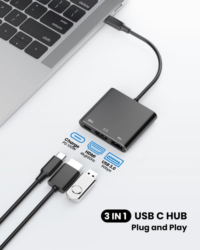 Battony USB C to HDTV Adapter with 4K@60Hz HDTV Output, Multi-AV Converter for for MacBook/Mac Pro Air iPad Pro and More Type-C Port Device - Image 2