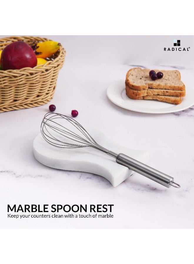 Radicaln Marble Spoon Rest 8" Inches White Handmade Utensil Holder For Kitchen Essentials, Modern Spoon Holder, Kitchen Utensils & Cooking Spoon Rest For Stove Top - Image 2