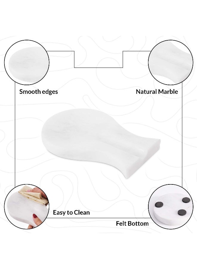 Radicaln Marble Spoon Rest 8" Inches White Handmade Utensil Holder For Kitchen Essentials, Modern Spoon Holder, Kitchen Utensils & Cooking Spoon Rest For Stove Top - Image 5