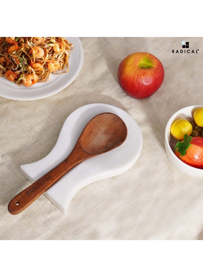 Radicaln Marble Spoon Rest 8" Inches White Handmade Utensil Holder For Kitchen Essentials, Modern Spoon Holder, Kitchen Utensils & Cooking Spoon Rest For Stove Top - Image 3