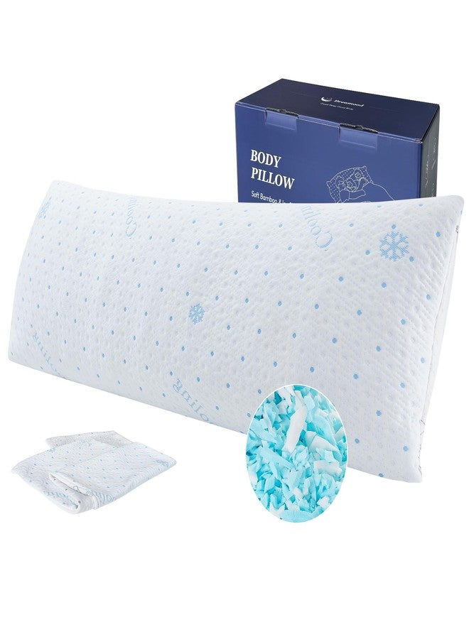 Dreamood Cooling Body Pillow with Pillowcase, Adjustable Shredded Memory Foam Pregnancy Long Full Bed Body Pillows for Adults Side Sleeper - with Washable Soft Cooling Double-Sided Cover, 20x54 inch - Image 1
