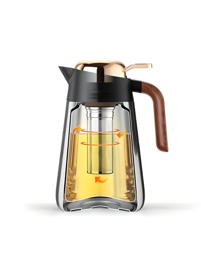 Dxmocos غلاية ترمس من الفولاذ المقاوم للصدأ 316 سعة 1600 مل معزولة بالفراغ – إبريق قهوة حراري مزدوج الجدار مع مصفاة شاي، تصميم زر واحد للمشروبات الساخنة والباردة باللون البرتقالي - Image 2