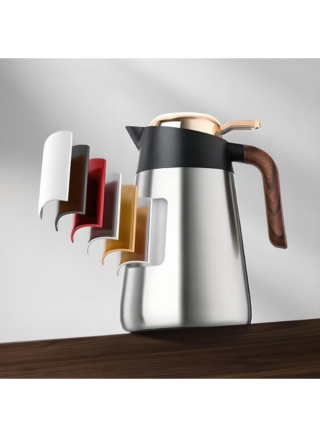 Dxmocos غلاية ترمس من الفولاذ المقاوم للصدأ 316 سعة 1600 مل معزولة بالفراغ – إبريق قهوة حراري مزدوج الجدار مع مصفاة شاي، تصميم زر واحد للمشروبات الساخنة والباردة باللون البرتقالي - Image 3