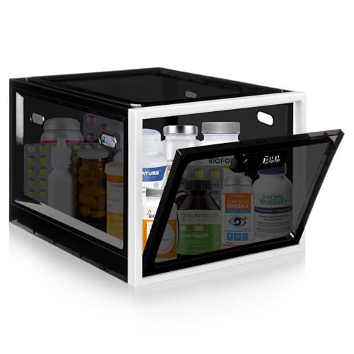 Gemaxvoled Medicine Lock Box for Safe Medication, Premium Material Lockable Storage Box Locking Organizer Bin with Combination Code for Fridge Food/Snacks/Phone/Tablet Jail/Home/Office Storage Lockers - Image 1