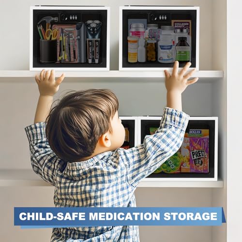 Gemaxvoled Medicine Lock Box for Safe Medication, Premium Material Lockable Storage Box Locking Organizer Bin with Combination Code for Fridge Food/Snacks/Phone/Tablet Jail/Home/Office Storage Lockers - Image 4