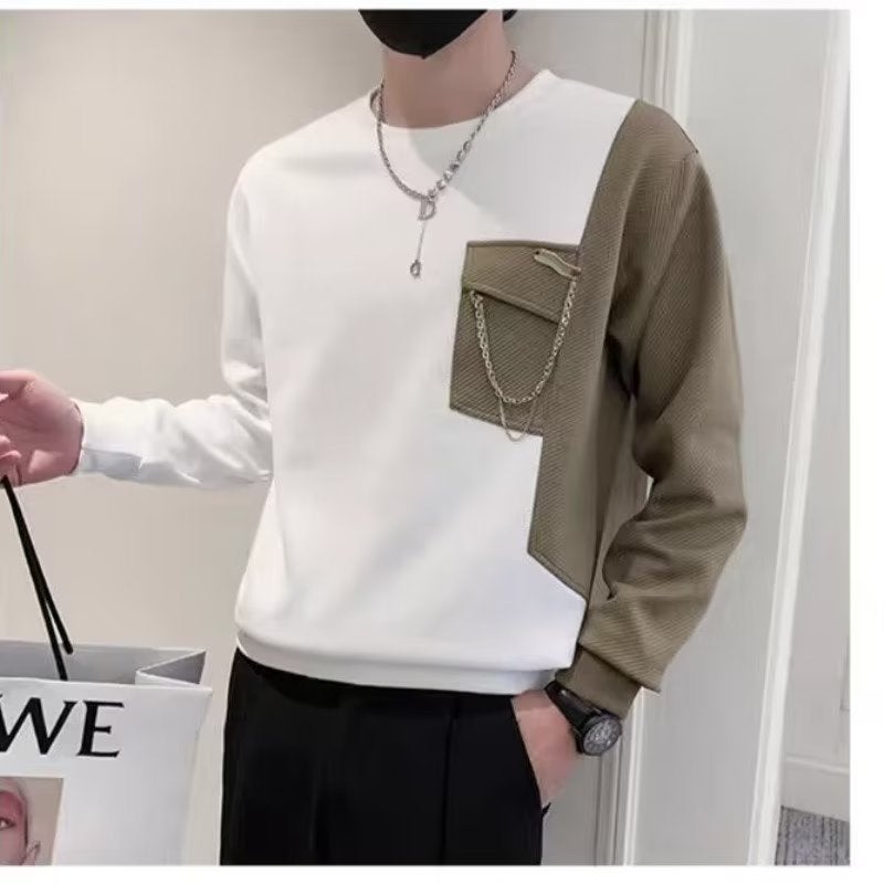 Cross-border Spring T-shirt Men's Long-sleeved Trendy Brand Sweater Spring and Autumn Men's Top 2023 New High-end Base Shirt - Image 5