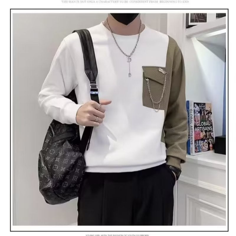Cross-border Spring T-shirt Men's Long-sleeved Trendy Brand Sweater Spring and Autumn Men's Top 2023 New High-end Base Shirt - Image 4