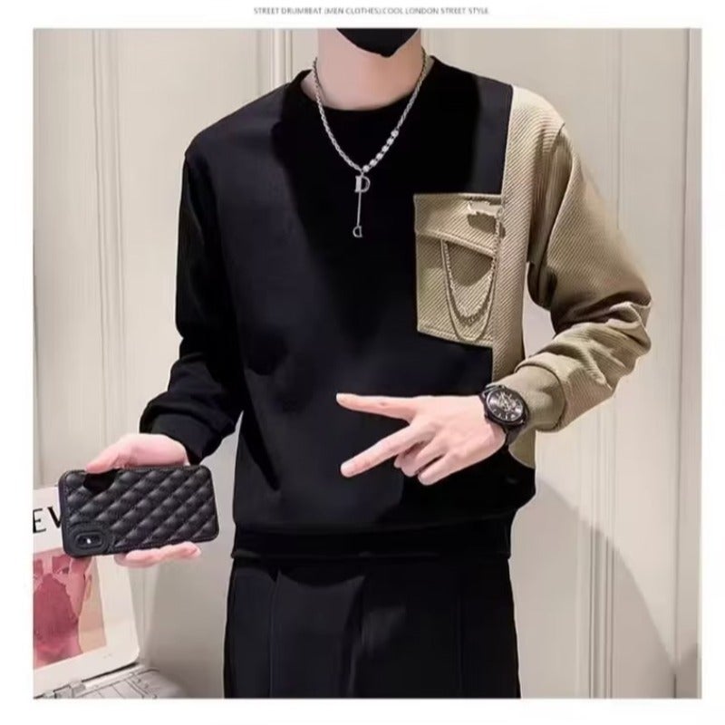 Cross-border Spring T-shirt Men's Long-sleeved Trendy Brand Sweater Spring and Autumn Men's Top 2023 New High-end Base Shirt - Image 1