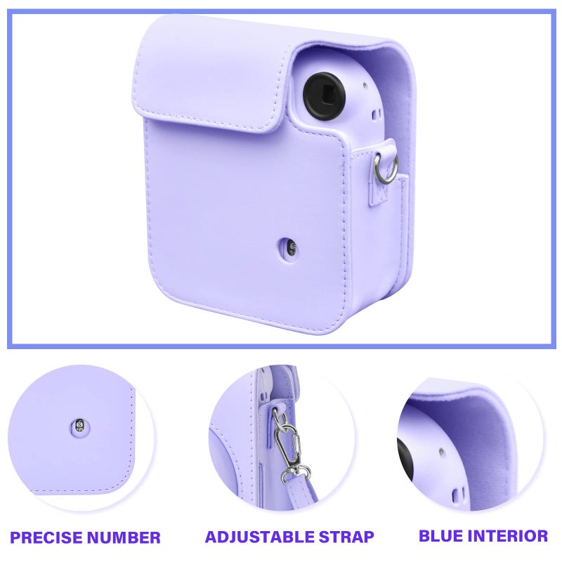 Rieibi Camera Case Compatible with Fuji Instax Mini 12 - MINI 12 Carry Case for Fujifilm Instax Mini 12 Instant Camera - mini 12 Bag Cover with Strap - Lilac Purple - Image 3