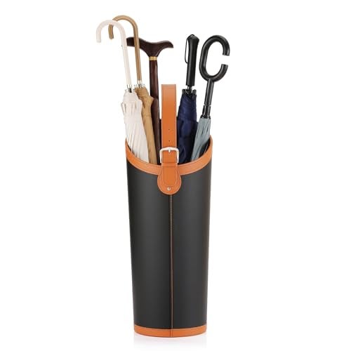 ELPMD Faux Leather Large Umbrella Holder Entryway，Modern Black Umbrella Rack Stand Indoor - Image 1