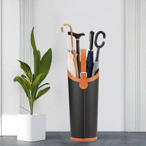 ELPMD Faux Leather Large Umbrella Holder Entryway，Modern Black Umbrella Rack Stand Indoor - Image 2