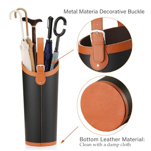 ELPMD Faux Leather Large Umbrella Holder Entryway，Modern Black Umbrella Rack Stand Indoor - Image 4