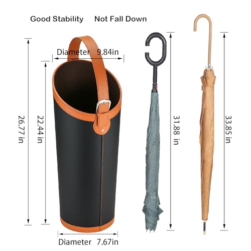 ELPMD Faux Leather Large Umbrella Holder Entryway，Modern Black Umbrella Rack Stand Indoor - Image 3