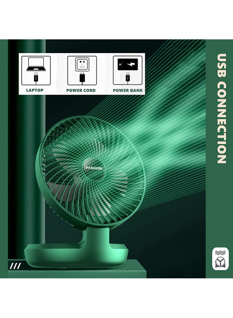 إندر USB مروحة قابلة للطي لسطح المكتب ، مروحة مكتب كهربائية صغيرة محمولة ، مروحة تبريد منخفضة الضوضاء مع رأس قابل للتعديل للمنزل وغرفة النوم والمكتب (أخضر) - Image 4