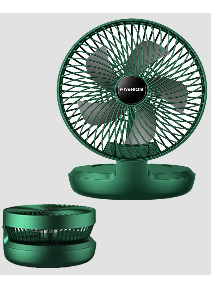إندر USB مروحة قابلة للطي لسطح المكتب ، مروحة مكتب كهربائية صغيرة محمولة ، مروحة تبريد منخفضة الضوضاء مع رأس قابل للتعديل للمنزل وغرفة النوم والمكتب (أخضر) - Image 1