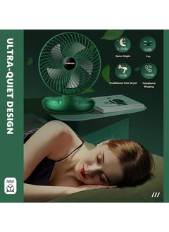 Inder USB Desktop Folding Fan Portable Mini Electric Desk Fan Small Dormitory Low-Noise Cooling Fan with Head Adjustable for Home Bedroom Office (Green)  - Image 5