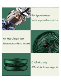 Inder USB Desktop Folding Fan Portable Mini Electric Desk Fan Small Dormitory Low-Noise Cooling Fan with Head Adjustable for Home Bedroom Office (Green)  - Image 3