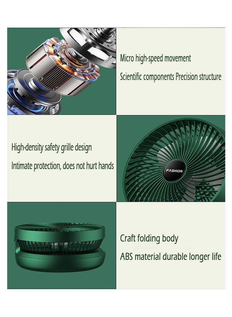 إندر USB مروحة قابلة للطي لسطح المكتب ، مروحة مكتب كهربائية صغيرة محمولة ، مروحة تبريد منخفضة الضوضاء مع رأس قابل للتعديل للمنزل وغرفة النوم والمكتب (أخضر) - Image 3